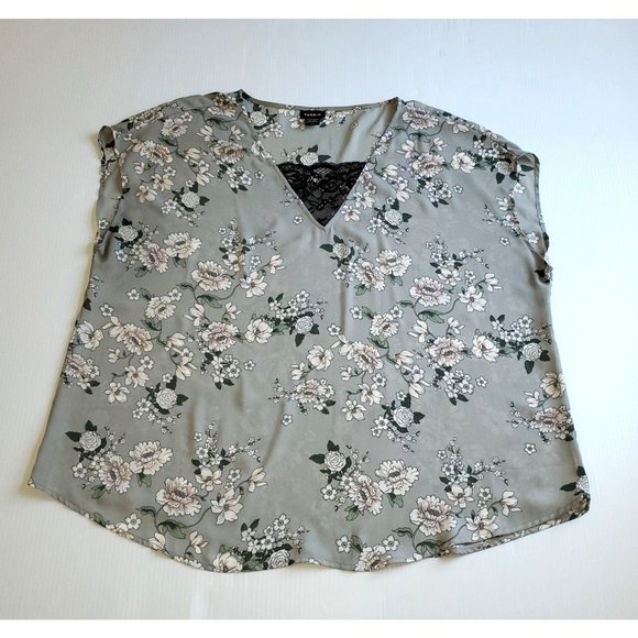 Torrid Women's Lightweight Gray floral Print Sleeveless V-Neck Size 1 (1X) 1340 - Picture 7 of 11